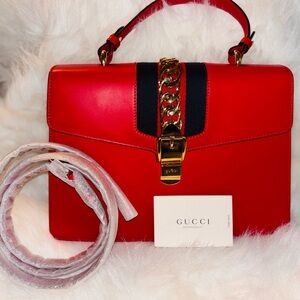 Gucci Red and Black Large Sylvie (COA) New Condition! Strap in packaging